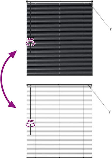vidaXL Shade Blind Aluminum in Black Color L110xH130cm