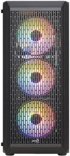 Aerocool Beam V2 Gaming Midi-Turm Computergehäuse mit Seitenfenster und RGB-Beleuchtung Schwarz