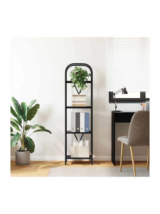 Floor-standing Living Room Display Cabinet made of Wood & Metal with Glass Black Oak 40x30x146cm