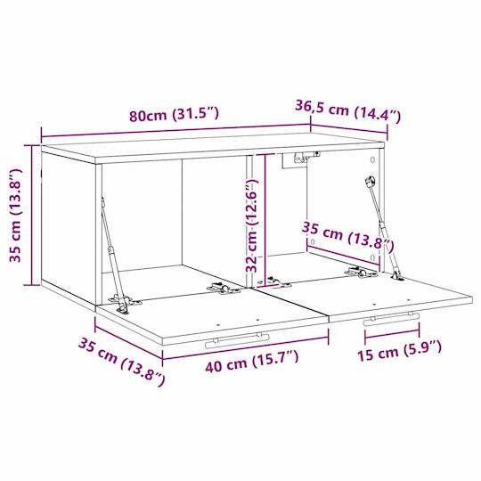 vidaXL Ντουλάπι Μπάνιου 80x36.5x35cm Δρυς