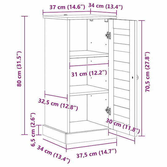vidaXL Ντουλάπι Μπάνιου 37x34x80cm Λευκό