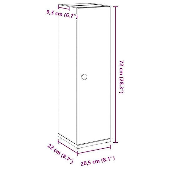 vidaXL Floor Bathroom Column Cabinet L20.5xD22xH72cm Gray