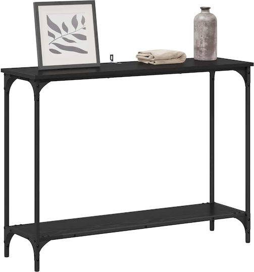 Console Table Wood & Metal Black Oak L101xW30.5xH75cm