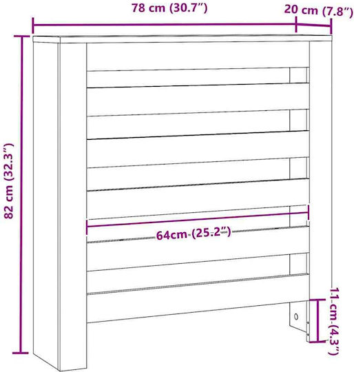vidaXL Husă Pentru Radiator Din PAL Negru 78x20x82cm