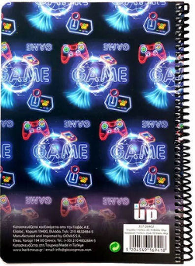 Back Me Up Τετραδιο Σπιραλ 2 Θεματων 17χ25 Neon Game Dinosaur 357-26402