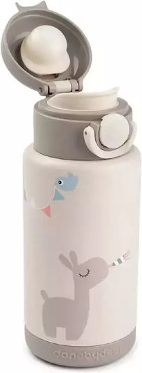 Done by Deer Kids Water Bottle Thermos Stainless Steel with Screw Cap Non Spill Beige 340ml