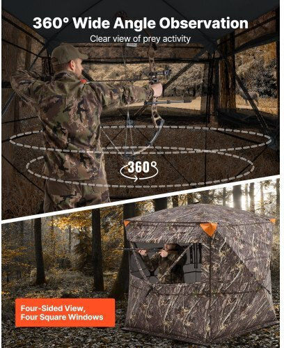 Vevor Hunting Blind See Through Σκηνή Κυνηγιού Καφέ για 5 Άτομα 178x178x205εκ.