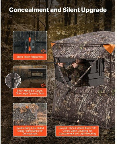 Vevor Hunting Blind See Through Σκηνή Κυνηγιού Καφέ για 5 Άτομα 178x178x205εκ.