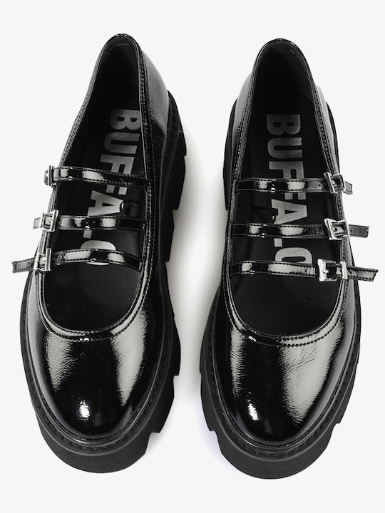 Leather Women's Moccasins in Black Color