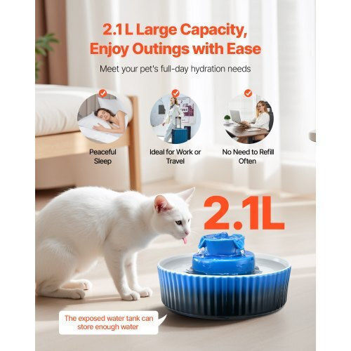 Vevor Ceramic Water Fountain for Dog & Cat 2 x 2.1lt