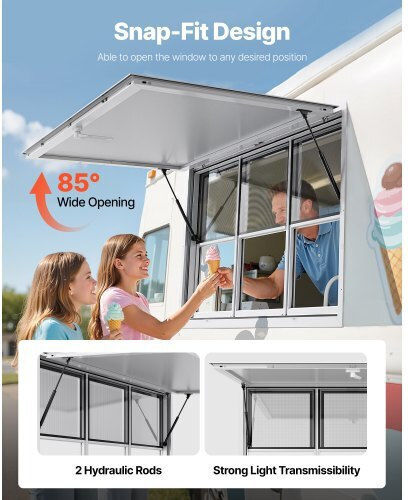 Vevor 152x92 Cm Concession Stand Serving Window Food Truck Service Awning