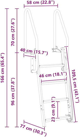 vidaXL 4 Steps Folding Boat Ladder