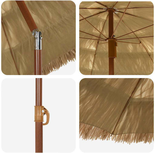 vidaXL Folding Beach Umbrella Diameter 1.6m Beige