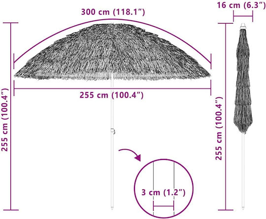 vidaXL Folding Beach Umbrella Diameter 2.65m