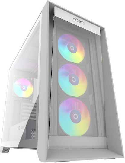 Aqirys XO-1 Gaming Midi Tower Κουτί Υπολογιστή με Πλαϊνό Παράθυρο και ARGB Φωτισμό Λευκό