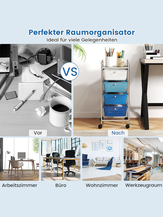 Costway Kitchen Trolley Plastic Blue 37x32x76cm