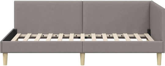 Single Upholstered Bed with Fabric Taupe with Slats for Mattress 90x190cm