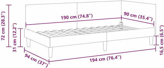 Single Upholstered Bed with Fabric Taupe with Slats for Mattress 90x190cm