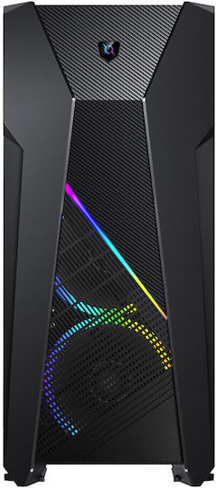 Aqirys Canopus Gaming Midi Tower Κουτί Υπολογιστή με Πλαϊνό Παράθυρο και RGB Φωτισμό Μαύρο