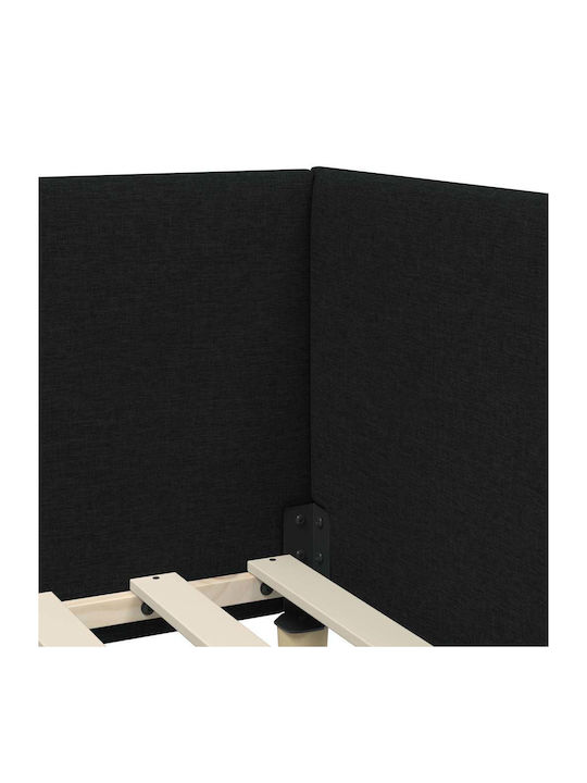 Pat Single Tapitat Cu Material Negru Cu Plăci Pentru Saltea 100x200cm