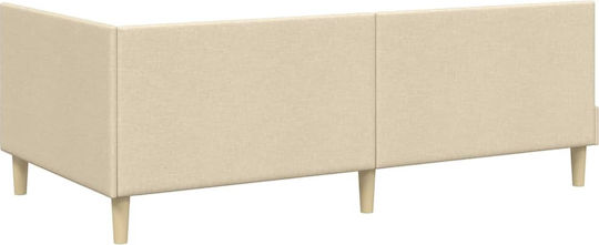 vidaXL Einzelbett Beiges Stoff mit Lattenrost für Matratze 100x200cm