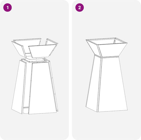 vidaXL Ghiveci De Flori Metalic Gri 35x35x73cm