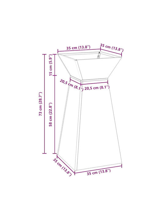 vidaXL Γλάστρα Μεταλλική 35x35x73εκ.