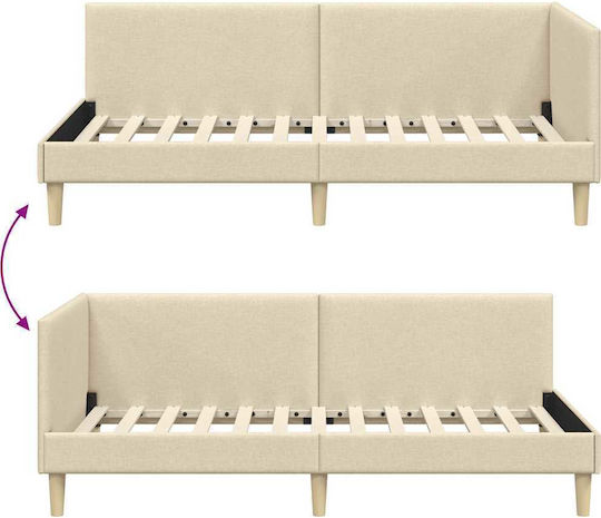 vidaXL Einzelbett Beiges Stoff mit Lattenrost für Matratze 100x200cm