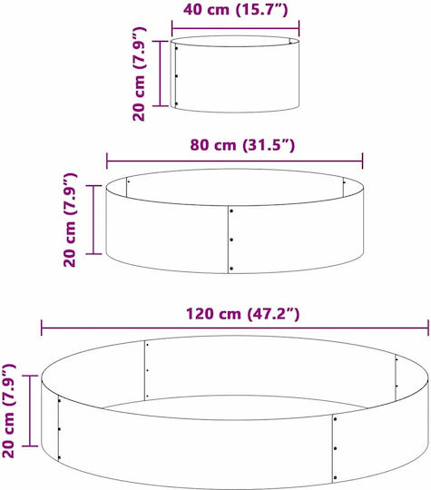 vidaXL Pot Metallic Silver 120x120cm.