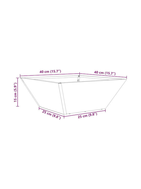 Vidaxl Metal Planter Olive Metal 40 x 40 x 15 cm Rectangular Olive