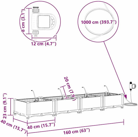 Garden Planters Drainage System 4 Pcs White