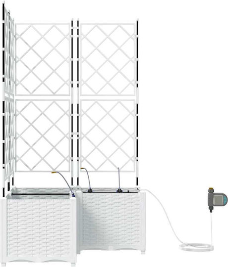 vidaXL Комплект 3 Пластмасови Саксии За Цветя Бели 80x142см