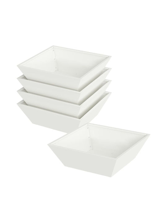 vidaXL Set of 5 Plastic Planter Boxes White 50x15cm