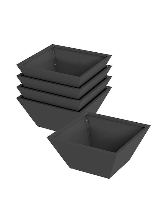 vidaXL Set of 5 Plastic Planter Boxes Black 35x15cm