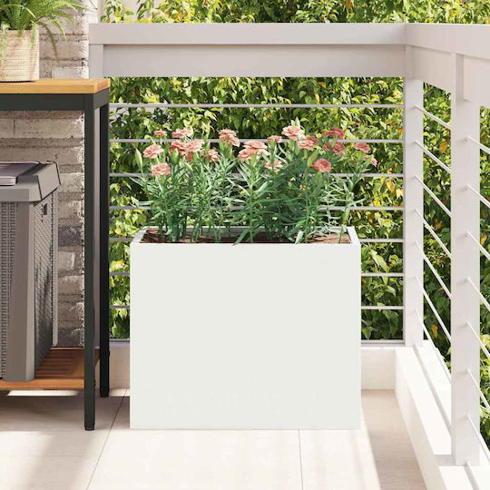 vidaXL Γλάστρα Μεταλλική Λευκό 50x32x40εκ.