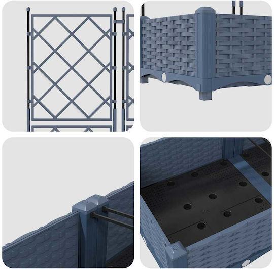 Градински комплект саксии 3 броя сиви 120x40x125.5 см