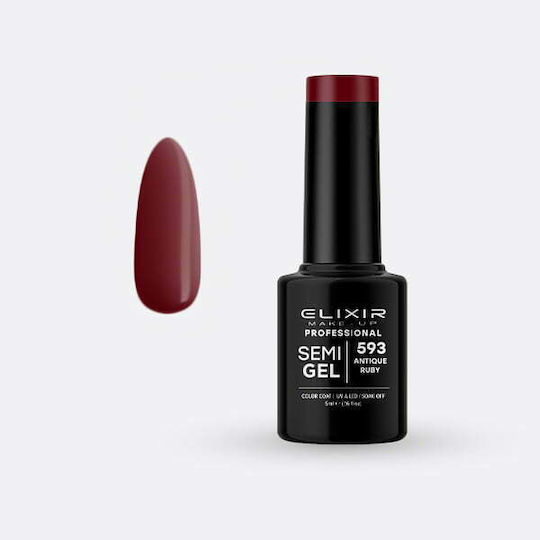 Elixir Semi Gel Semipermanent Lac de Unghii 593 Rubin antic 5ml 1buc