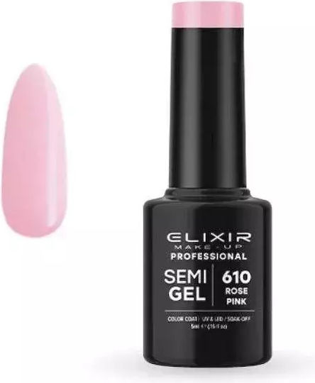 Elixir Semi Gel Semi-Permanent Nail Polish 610 Rose Pink 5ml 1pcs