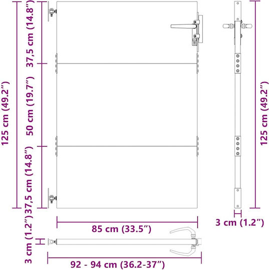 vidaXL Metallisches Gartentor in Schwarz Farbe 1.25x1.05m