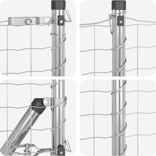 vidaXL Wire Fencing Galvanized Set Gray 0.4x25m