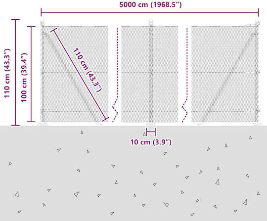 vidaXL Wire Fencing with PVC Coating Silver 1x50m