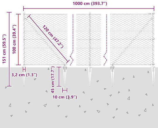 vidaXL Drahtgeflecht mit PVC-Beschichtung Grün 1x10m