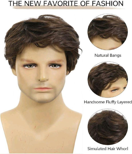 Men's Wig Synthetic High Quality Chestnut 8 Inches