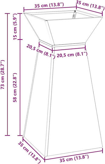 vidaXL Стойки за саксия Сребрист 35брx35брx73брсм. 2бр