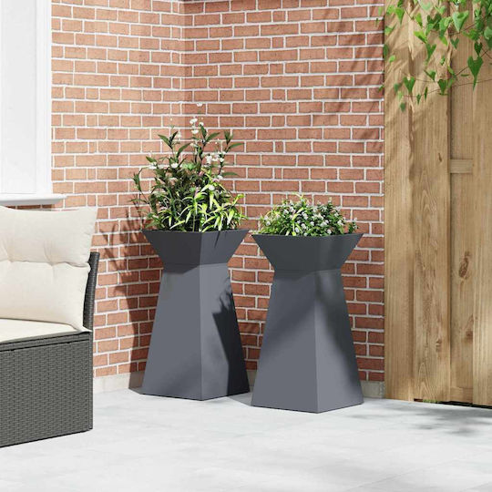 vidaXL Suporturi pentru ghiveci Metalice Gri 35bucx35bucx73buccm. 2buc
