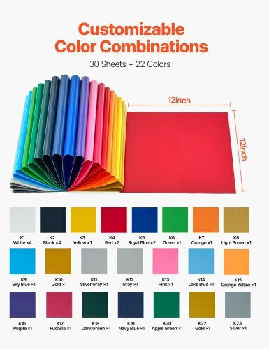 Vevor Complete Heat Transfer Vinyl Package Htv 30 Pieces Kzmpc12inch1rtmh8001v0