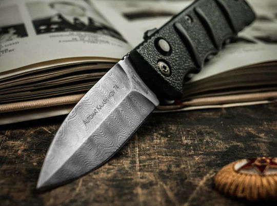 Boker ALS-74 Damascus DAM Μαχαίρι Μαύρο σε Θήκη