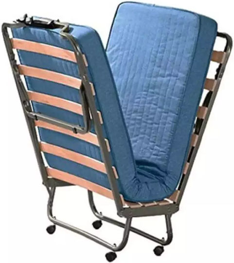Folding Guest & Folding Bed with Mattress 10cm Double Blue 190x140x33cm