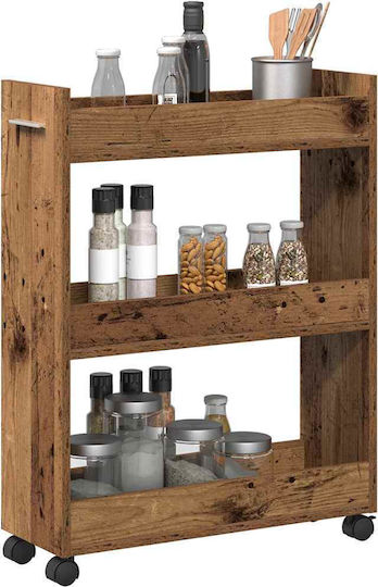 vidaXL Wooden Kitchen Trolley 3 Tiers Brown 60x22x79cm