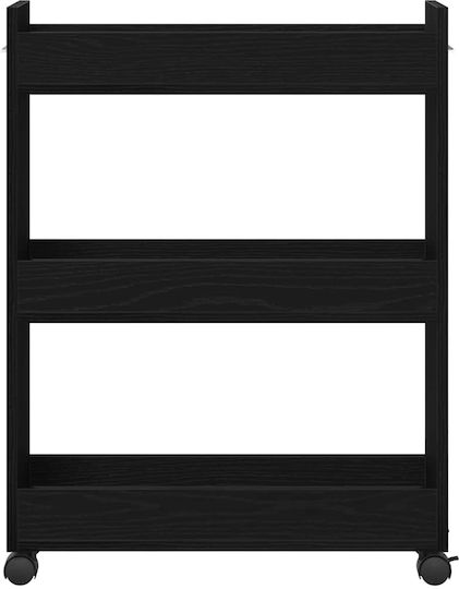 vidaXL Кухненска количка Дървена 3 Позиции Черна 60x22x79см